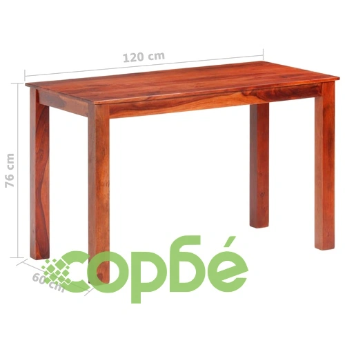 Трапезна маса, 120x60x76 см, шишамово дърво масив ➤ топ цена ➤ sorbe.bg