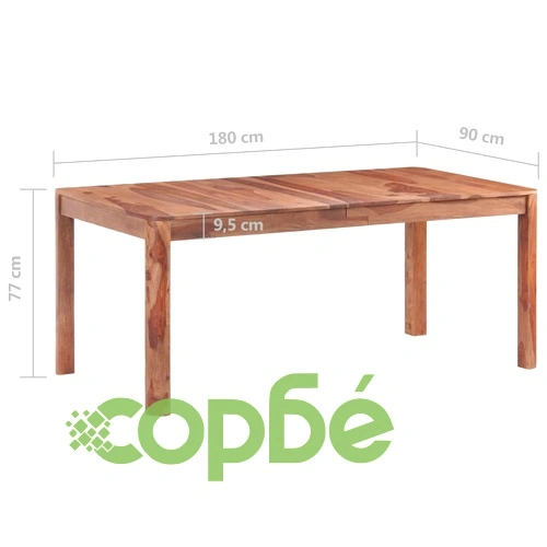 Трапезна маса, 180x90x77 cм, акациево дърво масив ➤ топ цена ➤ sorbe.bg