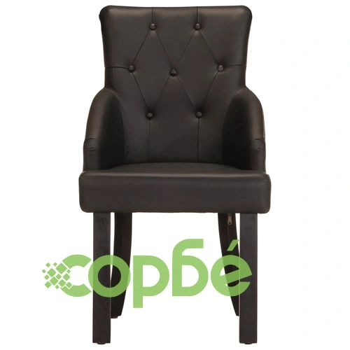 Трапезни столове, 2 бр, черни, естествена козя кожа ➤ топ цена ➤ sorbe.bg