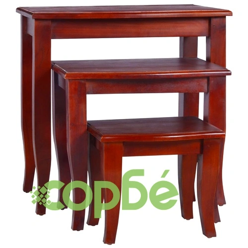 Странични маси, 3 бр, класическо кафяво, махагоново дърво масив ➤ топ цена ➤ sorbe.bg