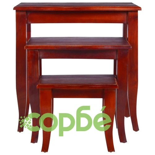 Странични маси, 3 бр, класическо кафяво, махагоново дърво масив ➤ топ цена ➤ sorbe.bg