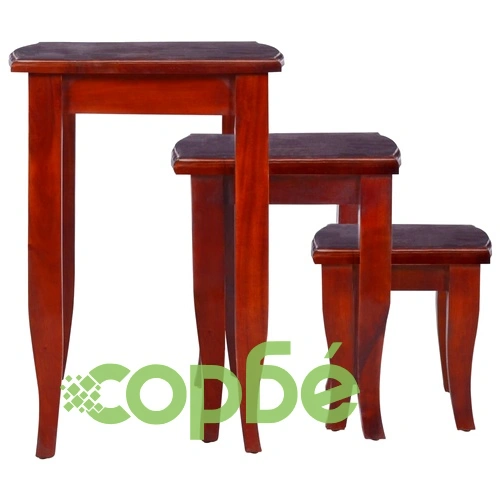 Странични маси, 3 бр, класическо кафяво, махагоново дърво масив ➤ топ цена ➤ sorbe.bg