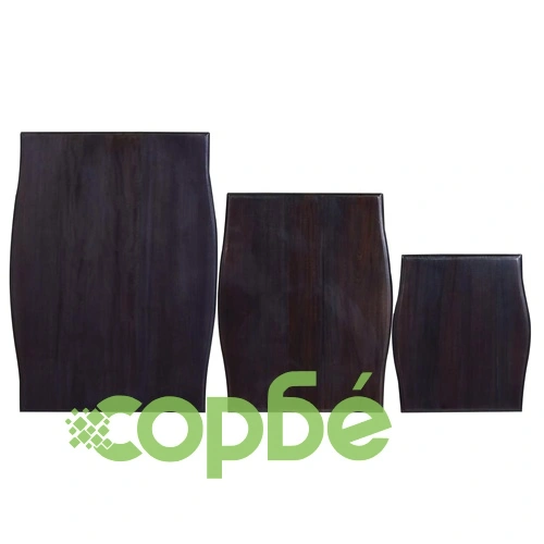 Странични маси, 3 бр, светлочерно кафе, махагоново дърво масив ➤ топ цена ➤ sorbe.bg