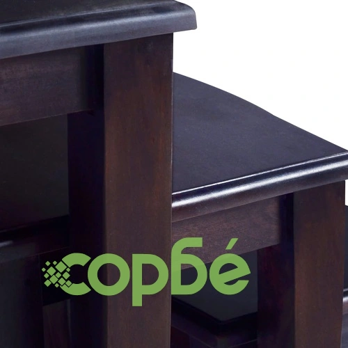 Странични маси, 3 бр, светлочерно кафе, махагоново дърво масив ➤ топ цена ➤ sorbe.bg