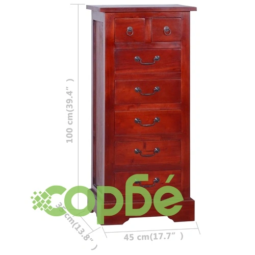 Скрин с чекмеджета класическо кафяво 45x35x100 см махагон масив ➤ топ цена ➤ sorbe.bg