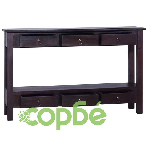 Конзолна маса, светлочерно кафе, 120x30x75 см, махагон масив ➤ топ цена ➤ sorbe.bg