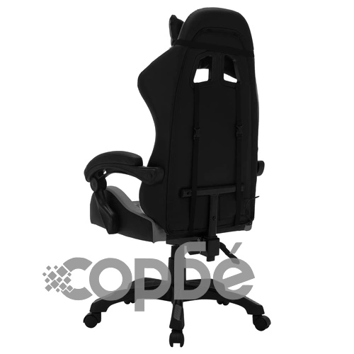 Геймърски стол RGB LED осветление сиво/черно изкуствена кожа ➤ топ цена ➤ sorbe.bg