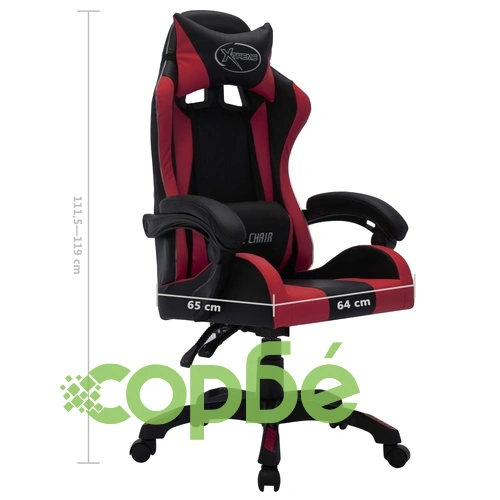 Геймърски стол RGB LED виненочервено/черно изкуствена кожа ➤ топ цена ➤ sorbe.bg