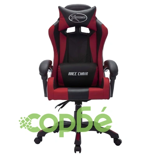 Геймърски стол RGB LED виненочервено/черно изкуствена кожа ➤ топ цена ➤ sorbe.bg