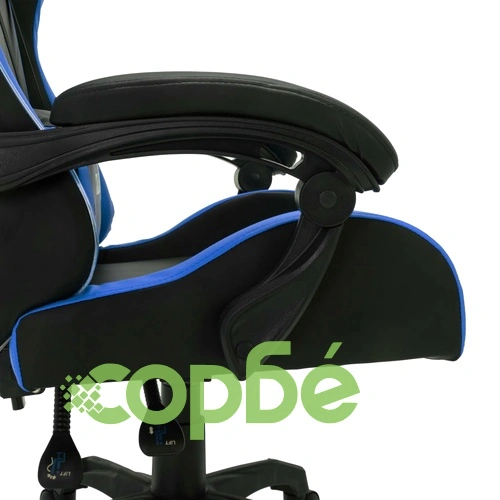 Геймърски стол RGB LED осветление синьо/черно изкуствена кожа ➤ топ цена ➤ sorbe.bg