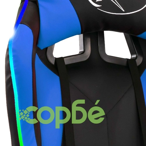 Геймърски стол RGB LED осветление синьо/черно изкуствена кожа ➤ топ цена ➤ sorbe.bg