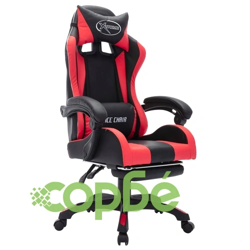 Геймърски стол RGB LED осветление червено/черно изкуствена кожа ➤ топ цена ➤ sorbe.bg