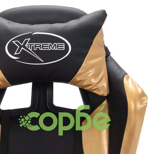 Геймърски стол RGB LED златисто/черно изкуствена кожа ➤ топ цена ➤ sorbe.bg