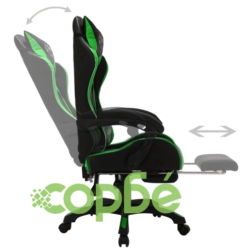 Геймърски стол RGB LED осветление зелено/черно изкуствена кожа ➤ топ цена ➤ sorbe.bg