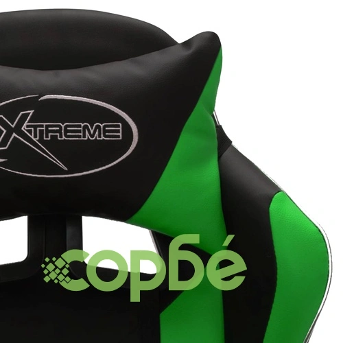 Геймърски стол RGB LED осветление зелено/черно изкуствена кожа ➤ топ цена ➤ sorbe.bg