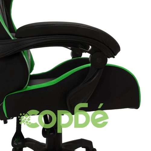 Геймърски стол RGB LED осветление зелено/черно изкуствена кожа ➤ топ цена ➤ sorbe.bg