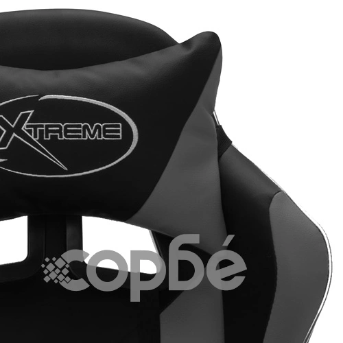 Геймърски стол RGB LED осветление сиво/черно изкуствена кожа ➤ топ цена ➤ sorbe.bg