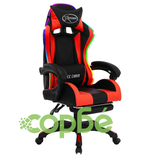 Геймърски стол RGB LED оранжево/черно изкуствена кожа ➤ топ цена ➤ sorbe.bg