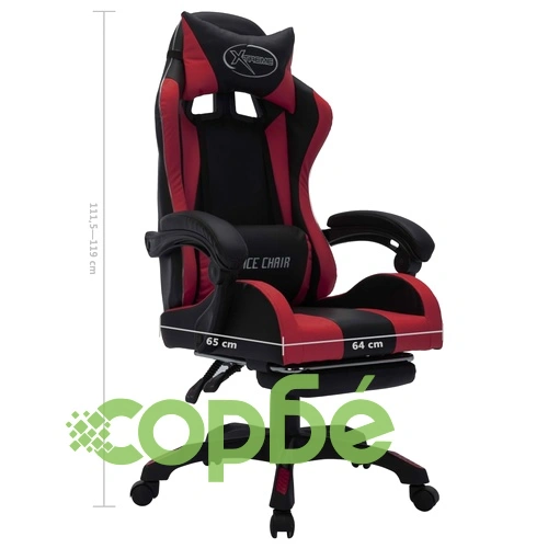 Геймърски стол RGB LED виненочервено/черно изкуствена кожа ➤ топ цена ➤ sorbe.bg