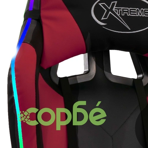 Геймърски стол RGB LED виненочервено/черно изкуствена кожа ➤ топ цена ➤ sorbe.bg