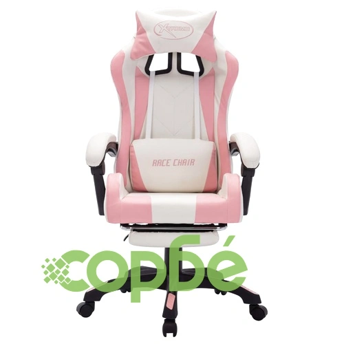 Геймърски стол RGB LED осветление розово/бяло изкуствена кожа ➤ топ цена ➤ sorbe.bg