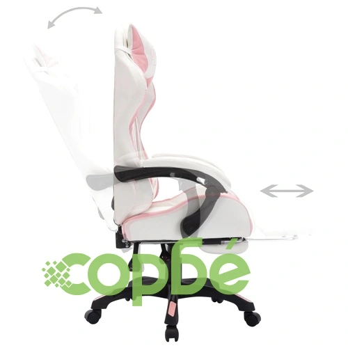 Геймърски стол RGB LED осветление розово/бяло изкуствена кожа ➤ топ цена ➤ sorbe.bg