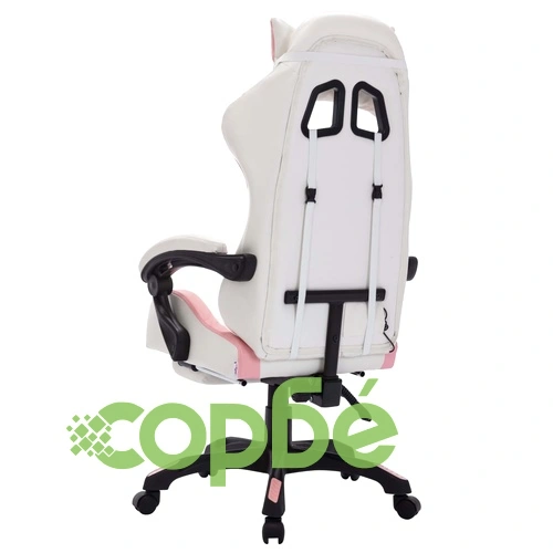 Геймърски стол RGB LED осветление розово/бяло изкуствена кожа ➤ топ цена ➤ sorbe.bg