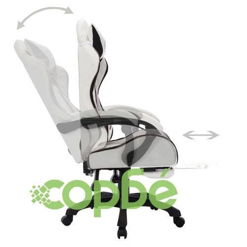 Геймърски стол RGB LED осветление черно/бяло изкуствена кожа ➤ топ цена ➤ sorbe.bg