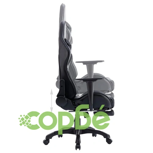 Геймърски стол с подложка за крака, черен, изкуствена кожа ➤ топ цена ➤ sorbe.bg