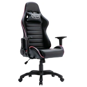 Геймърски стол с LED осветление, черен, изкуствена кожа