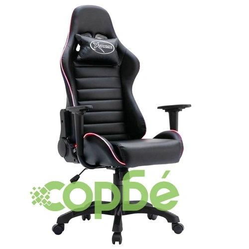 Геймърски стол с LED осветление, черен, изкуствена кожа ➤ топ цена ➤ sorbe.bg