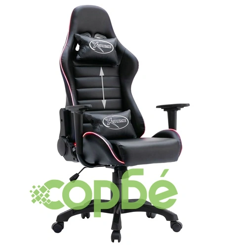 Геймърски стол с LED осветление, черен, изкуствена кожа ➤ топ цена ➤ sorbe.bg