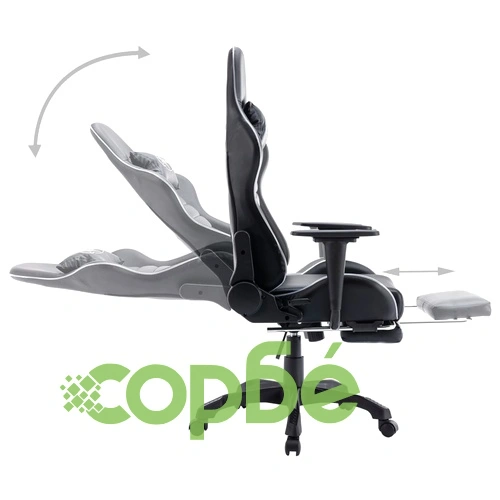 Геймърски стол с подложка за крака и LED, изкуствена кожа ➤ топ цена ➤ sorbe.bg