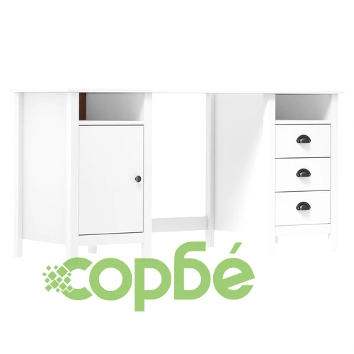 Бюро Hill бяло 150x50x74 см борово дърво масив ➤ топ цена ➤ sorbe.bg