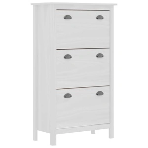Шкаф за обувки Hill бял 72x35x124 см борово дърво масив