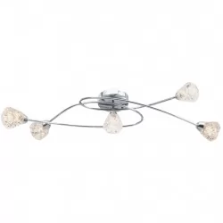 Лампа за таван със стъклени решетъчни абажури за 5 крушки G9
