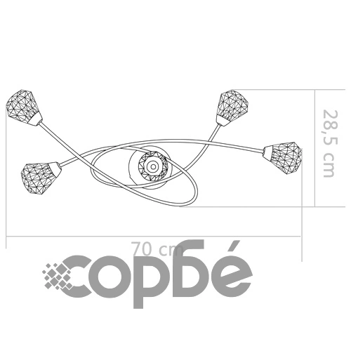 Лампа за таван със стъклени решетъчни абажури за 5 крушки G9 ➤ топ цена ➤ sorbe.bg
