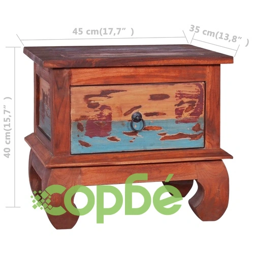 Нощен шкаф, 45x35x40 см, регенерирано тиково дърво ➤ топ цена ➤ sorbe.bg