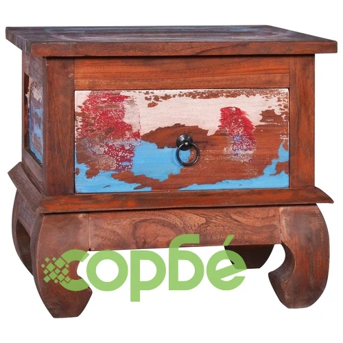 Нощен шкаф, 45x35x40 см, регенерирано тиково дърво ➤ топ цена ➤ sorbe.bg