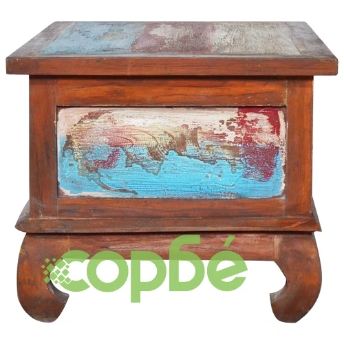 Маса за кафе, 80x50x40 см, регенерирано тиково дърво ➤ топ цена ➤ sorbe.bg