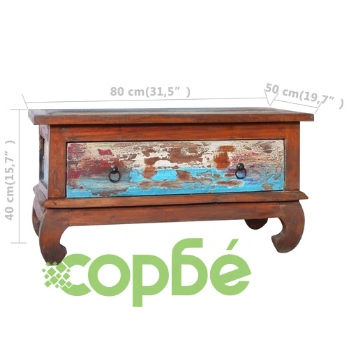 Маса за кафе, 80x50x40 см, регенерирано тиково дърво ➤ топ цена ➤ sorbe.bg