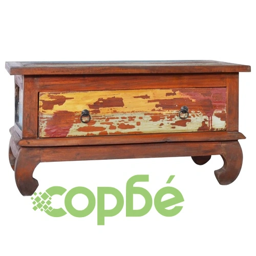 Маса за кафе, 80x50x40 см, регенерирано тиково дърво ➤ топ цена ➤ sorbe.bg