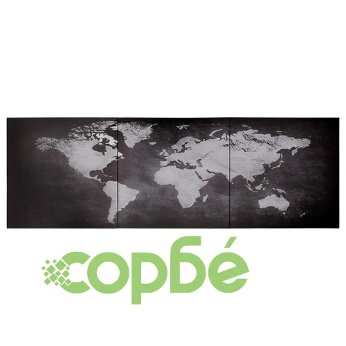 Комплект принт върху канава, карта на света, черен, 120x40 см ➤ топ цена ➤ sorbe.bg