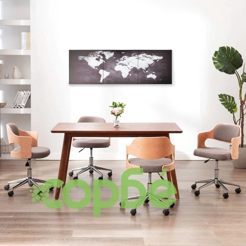 Комплект принт върху канава, карта на света, сив, 120x40 см ➤ топ цена ➤ sorbe.bg