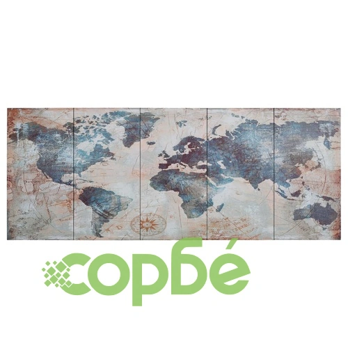 Комплект принт върху канава, карта на света, син, 150x60 см ➤ топ цена ➤ sorbe.bg