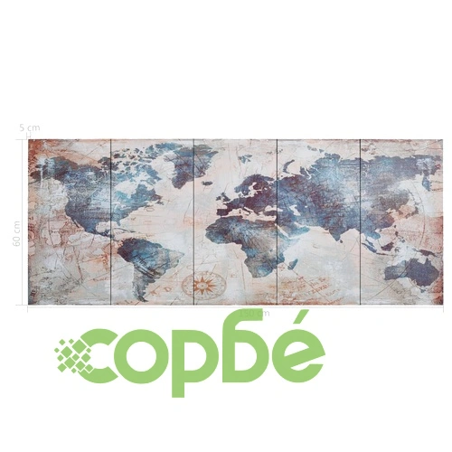 Комплект принт върху канава, карта на света, син, 150x60 см ➤ топ цена ➤ sorbe.bg
