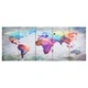 Комплект принт върху канава, карта на света, пъстър, 150x60 см