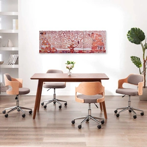 Комплект принт върху канава за стена, дърво, жълт, 120x40 см