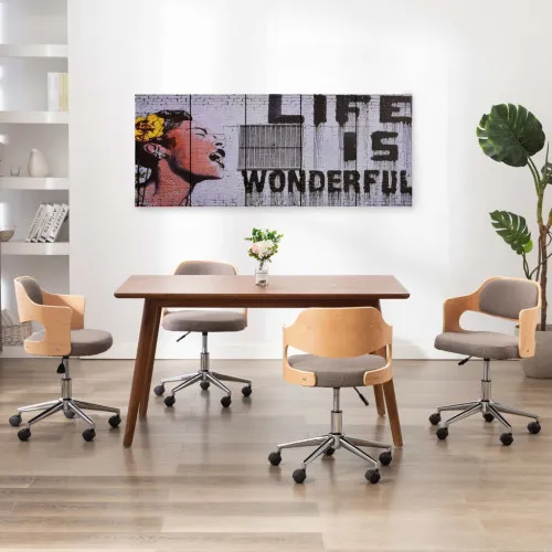 Комплект принт върху канава за стена, надпис, пъстър, 200x80 см ➤ топ цена ➤ sorbe.bg