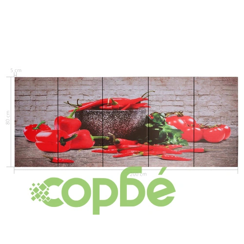 Комплект принт върху канава за стена, чушки, пъстър, 200x80 см ➤ топ цена ➤ sorbe.bg